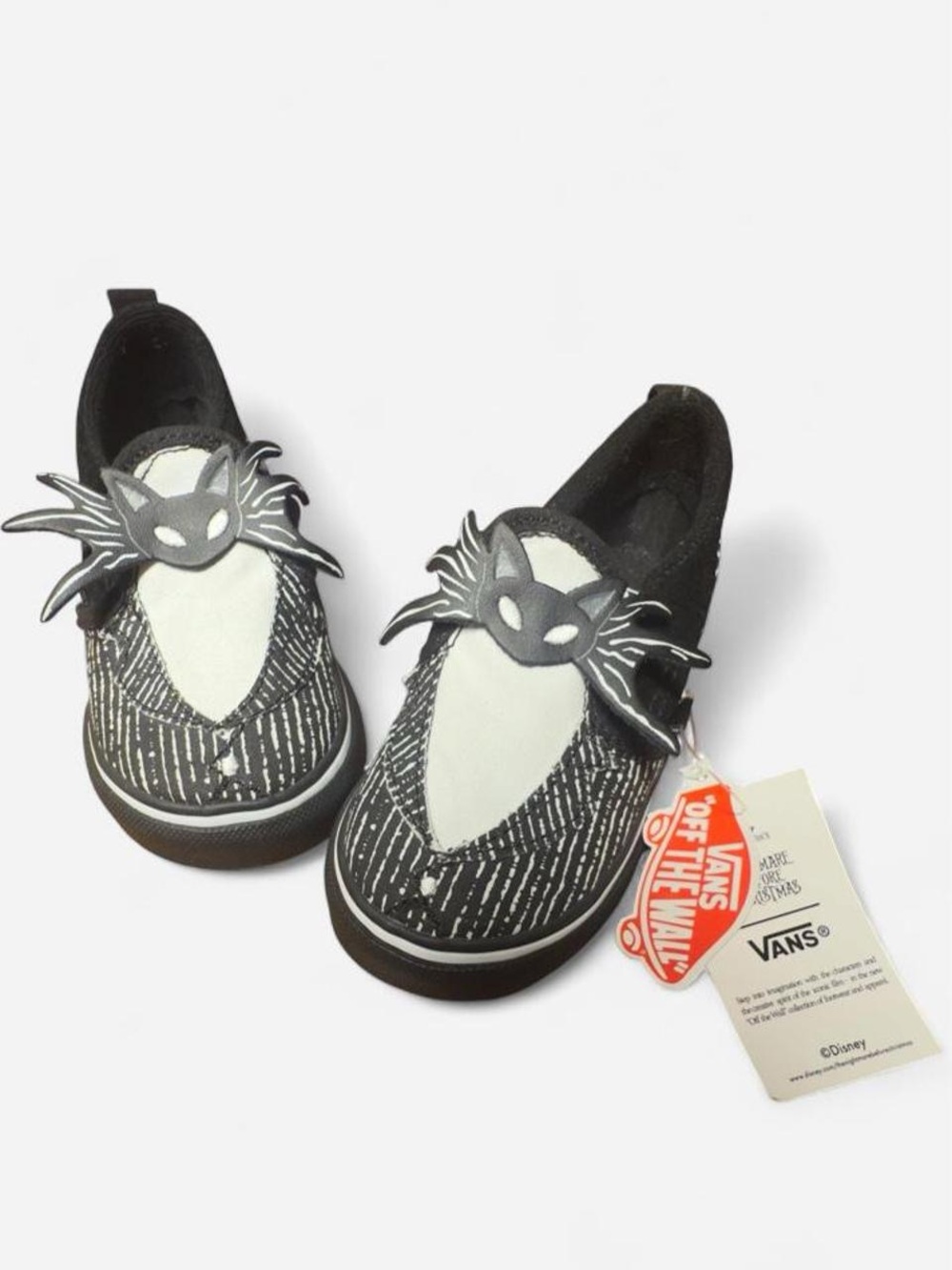 NWT Vans Kids' Black & White Jack Skellington Slip-On Shoes - Picture 1 of 5